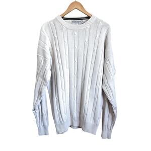 Vintage John Ashford Cable Knit Mens Sweater Size XL Cream Fisherman Preppy Prep
